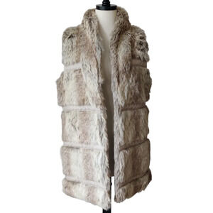 CELSIUS Premium Vegan Fur Leather Cream Vest Jacket sz L